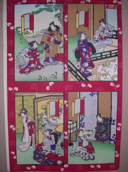 JAPON - Epoque MEIJI (1868 1912) Ensemble d'oban tate-e comprenant des oeuvres de...