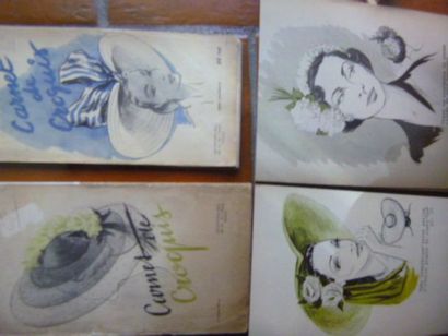 null Lot de quatre «Carnets de Croquis de modiste», été 1947, 1948, 1949 et 1950....
