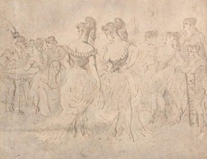 Constantin GUYS (Flessingue 1802 - Paris 1892) Deux prostituées en Crimée. Lavis...