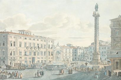 Louis Jean DESPREZ (Auxerre 1743 - Stockholm 1804) Vue de la place de l'Obélisque...