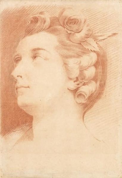 JEAN BAPTISTE MARIE PIERRE (Paris 1714 - 1789) Portrait de Mademoiselle La Chantrie...
