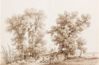 Louis François Baron LEJEUNE (Strasbourg 1775 - Toulouse 1848) Les ormes et un chêne...