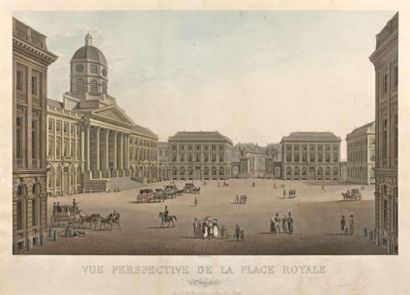 Jean - Baptiste MADOU VUE PERSPECTIVE DE LA PLACE ROYALE à Bruxelles, dessiné par...