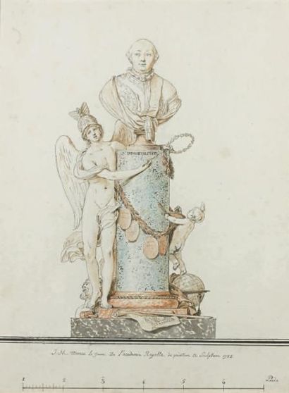 Jean Michel MOREAU dit LE JEUNE (Paris 1741 -1814) Projet de monument Plume et encre...