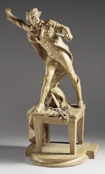 Albert-Ernest CARRIER-BELLEUSE (1824-1887) Camille Desmoulins au Palais Royal Terre...