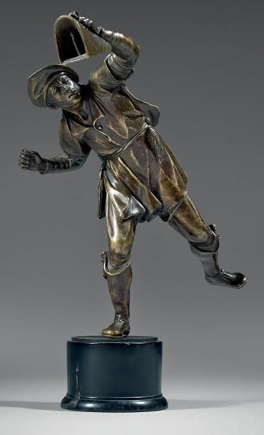 Jean de BOLOGNE (d'après) Le chasseur d'oiseaux, statuette en bronze ciselé anciennement...