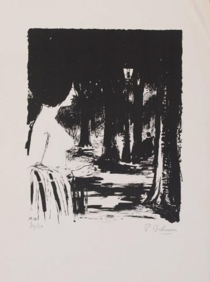 Paul DELVAUX (1897 - 1994) La forêt, 6 - 71 (M. Jacob 43) 41,5 x 30 cm. Lithographie...