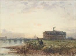 FELIX ZIEM (1821 - 1911) Rome, le château Saint-Ange, le peintre sur le motif, 1849...