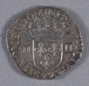 null CHARLES X, roi de la Ligue (1589-1590). ¼ écu. Dinan. 1594. (Dy. 1177). Arg....