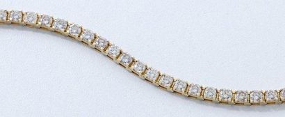 null Bracelet articulé en or 14 k, composé d'une ligne de diamants brillantés en...