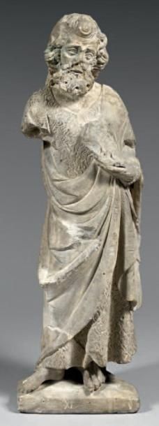 null Important et rare Saint Jean Baptiste en pierre sculpté en ronde bosse. Il a...