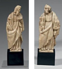 null Saint Antoine le Grand et saint Pierre sculptés en albâtre. On peut reconnaître...