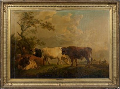 Jean Baptiste De ROY (Bruxelles 1759 - 1839) Troupeau de vaches Toile, signée et...
