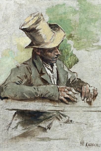Frederik Hendrik KAEMMERER (La Haye 1839 - Paris 1902) Profil d'homme au chapeau...