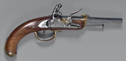 null Pistolet à silex de marine modèle 1786, 2e fabrication, canon à deux pans latéraux...
