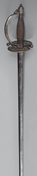  Épée de commissaire de la marine modèle du 1er prairial an XII, garde en laiton...