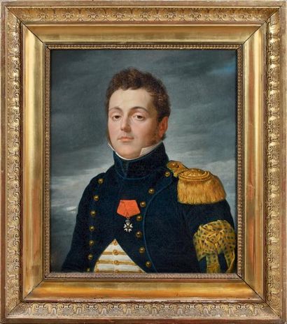 null Huile sur toile rectangulaire: Portrait d'un capitaine aide de camp d'un général...