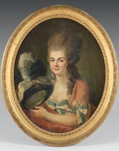 École FRANÇAISE de la fin du XVIIIème siècle Portrait présumé de Madame Leroy Toile...