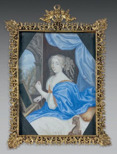 ECOLE FRANÇAISE DE LA FIN DU XVIIÈME SIÈCLE Portrait de Louise de La Vallière devant...