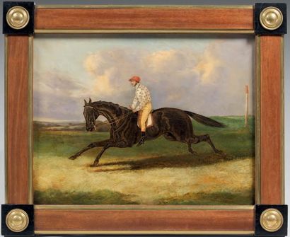 Ecole ANGLAISE du XIXème siècle Jockey en course Toile 35,5 x 46 cm