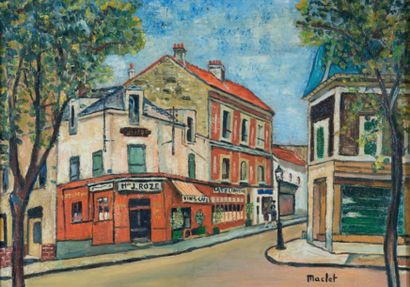 Elisée MACLET (1881 - 1962) Maison J. Roze Vins Café, vers 1928 Huile sur toile,...