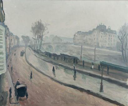 Albert MARQUET (1875 - 1947) Paris, quais des Grands Augustins, vers 1914 Huile sur...
