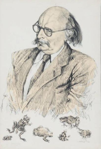 Leonard Tsuguharu FOUJITA (1886 - 1968) Portrait de Jean Rostand, 1955 (S. Buisson,...