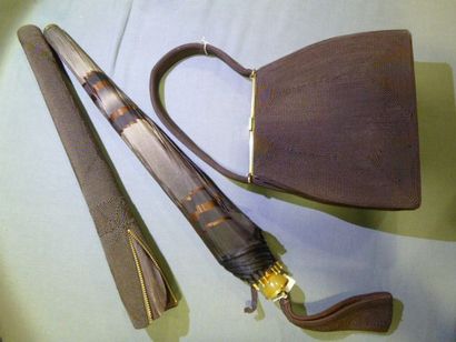 null Parapluie de main, «Aquachute», Angleterre, 1930s et sac coordonné. Taffetas...