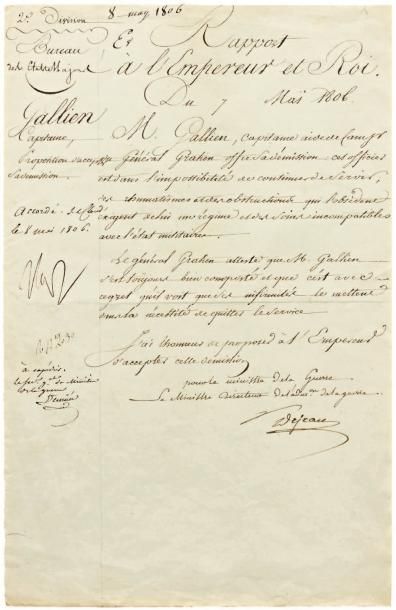 null Napoléon: Rapport à l'Empereur du 7 mai 1806 concernant la proposition d'acceptation...