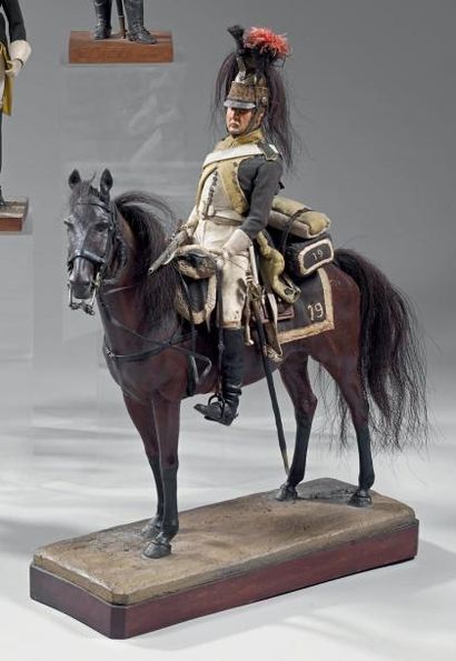 null Sandre et Salinier: cavalier du 19e régiment de dragons vers 1808; cheval en...