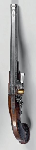 null Très beau pistolet à silex d'officier, modèle de luxe par Gosset à Versailles,...