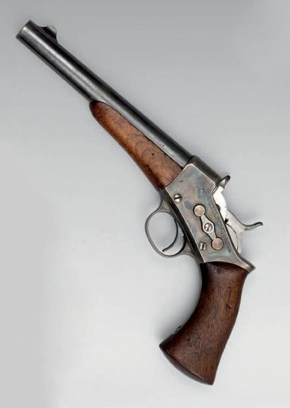 null Pistolet Remington Rolling Block modèle 1871 Army, canon rond en acier bleui...