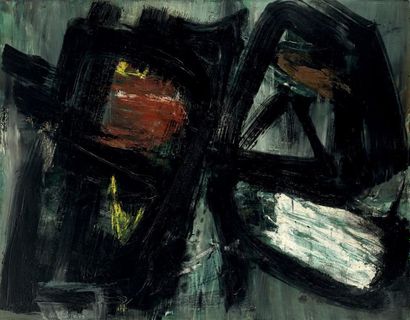 Gérard Ernest SCHNEIDER (1896 - 1986) Composition, 40 - D, 1959 Huile sur toile,...