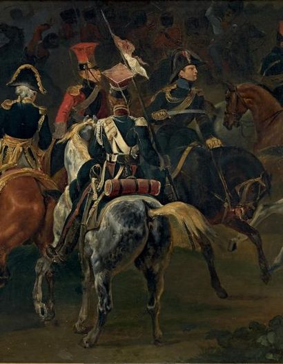 Horace VERNET (Paris 1789 - 1863) Esquisse de la bataille de Hanau Toile. Anciennes...