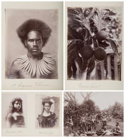 Îles Fidji, c. 1880 - 1920 Guerrier fidjien. Femmes samoas et fidjiennes. Suva. Mar-ché....