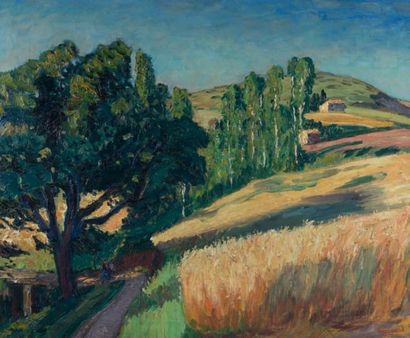 René SEYSSAUD (1867 - 1952) Route en Provence Huile sur toile, signée en bas à droite...
