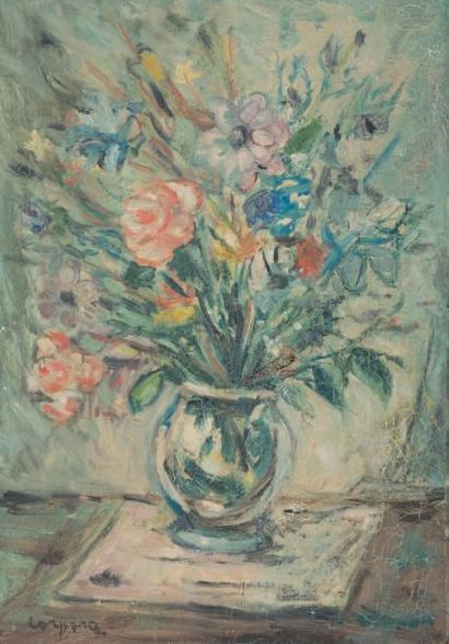 Antonio CORPORA (1909 - 2004) Bouquet de fleurs dans un vase Huile sur toile, signée...