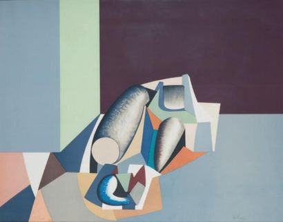 Jean HÉLION, ensemble de dix oeuvres (1904 - 1987) Composition fond gris et noir....
