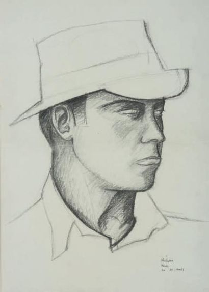 Jean HÉLION, ensemble de dix oeuvres (1904 - 1987) Portrait d'homme au chapeau, Étude...