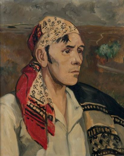 Yves Brayer (1907 - 1990) Portrait de gitan Huile sur toile, signée en bas à droite...