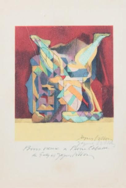 Jacques VILLON (1875 - 1963) Composition 14 x 12 cm. Lithographie en couleurs pour...