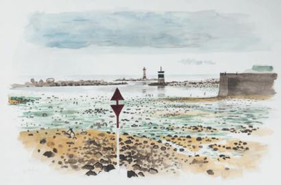 Georges ROHNER (1913 - 2000) Marée basse Aquarelle, signée en bas à gauche 37,5 x...