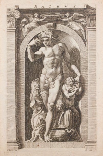 Hendrick GOLTZIUS et d'après BACCHUS. Planche des Huit Dieux. (Strauss 295, Bartsch...