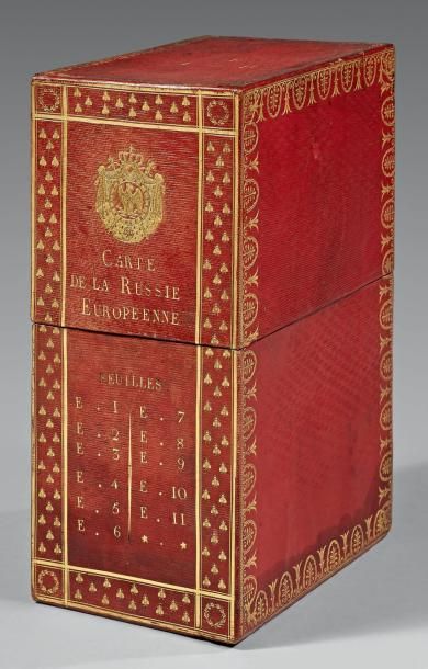 null Rare étui à cartes de l'Empereur Napoléon en carton recouvert de maroquin rouge...