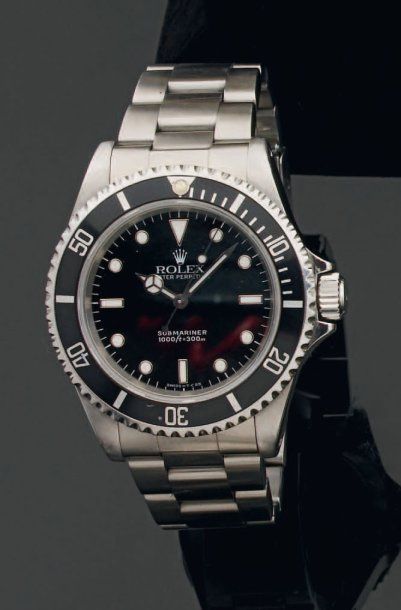 null ROLEX "OYSTER PERPETUAL SUBMARINER" Montre bracelet d'homme en acier, cadran...