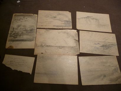null Etude de bord de mer, circa 1894 Mine de plomb, formats divers Signés du cachet...