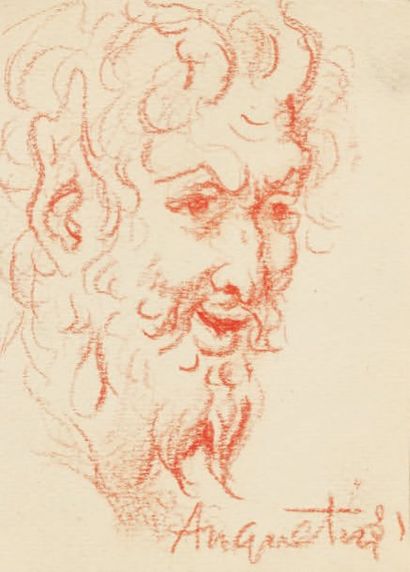 Portrait d'homme Sanguine, 11 x 8 cm Signée...