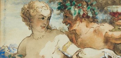 Bacchus et Ariane Aquarelle, 7 x 15 cm Signée...