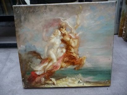 null Centaure et nymphe Huile sur toile, 24 x 27 cm Signée du cachet de la signature...