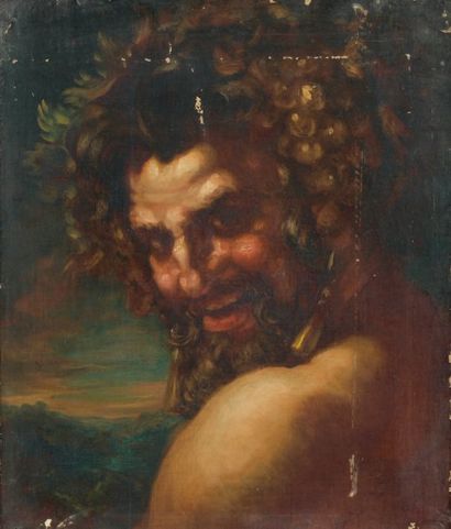 null Bacchus Huile sur toile, 46 x 38 cm Signée du cachet de l'atelier au verso sur...